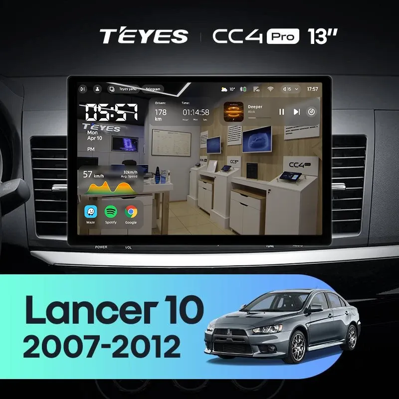 Штатная магнитола Teyes CC4 Pro 8/128 Mitsubishi Lancer 10 CY (2007-2012) Тип-B (13")