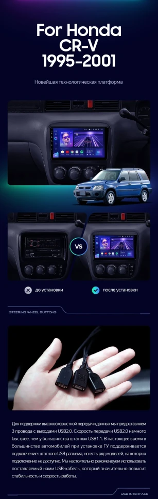 Штатная магнитола Teyes CC3L 4/32 Honda CR-V (1995-2001)