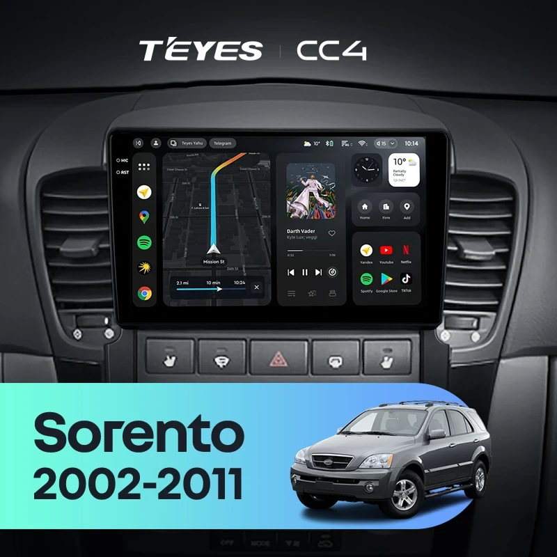 Штатная магнитола Teyes CC4 8/128 Kia Sorento BL (2002-2011)