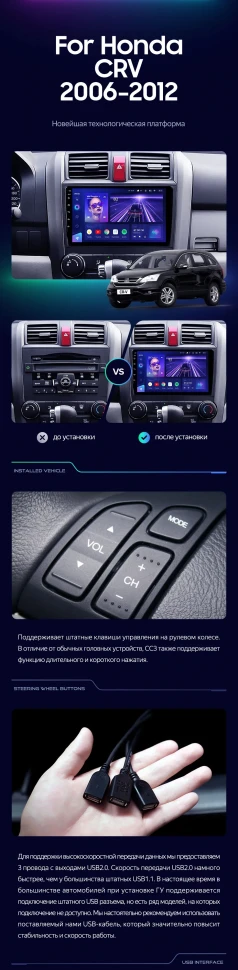 Штатная магнитола Teyes CC3L 4/32 Honda CR-V 3 RE (2006-2012)