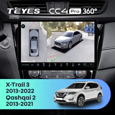 Штатная магнитола Teyes CC4 Pro 360 12/256 Nissan Qashqai 2 (2013-2021) F2 Тип-AВ (13")