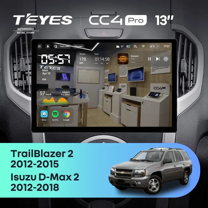 Штатная магнитола Teyes CC4 Pro 8/128 Isuzu D-Max 2 (2012-2018) (13")