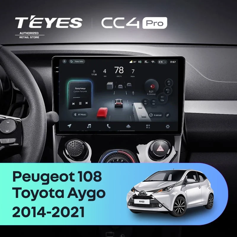 Штатная магнитола Teyes CC4 Pro 8/128 Toyota Aygo B40 (2014-2021) F2