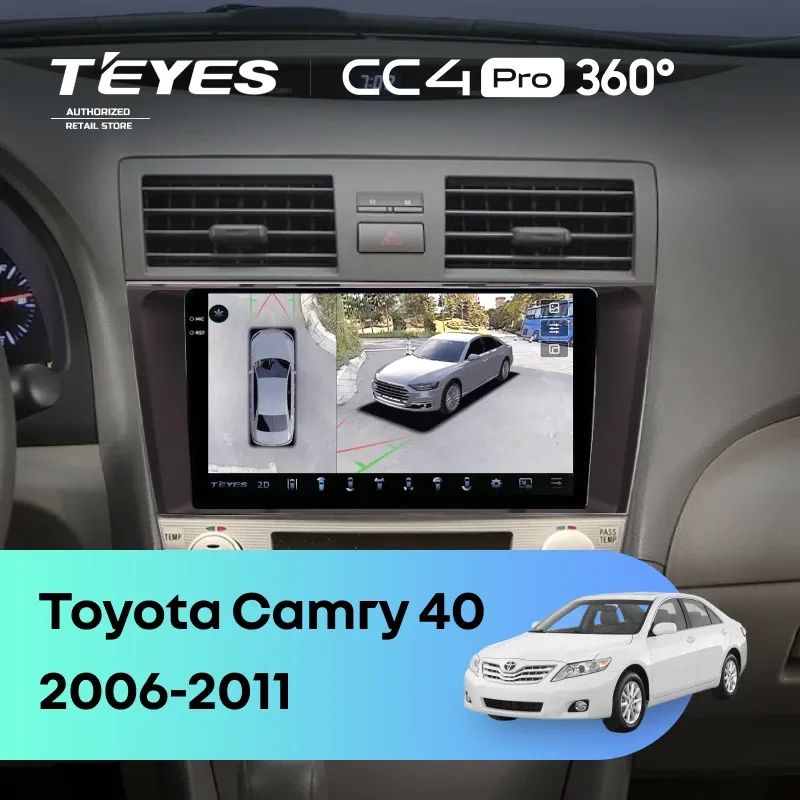 Штатная магнитола Teyes CC4 Pro 360 8/128 Toyota Camry 6 XV 40 (2006-2011) F3 (черная)