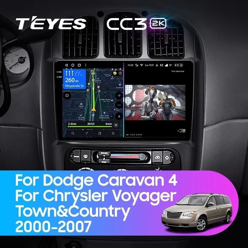 Штатная магнитола Teyes CC3 2K 4/32 Chrysler Town &amp; Country 4 RS (2000-2007) Тип-A