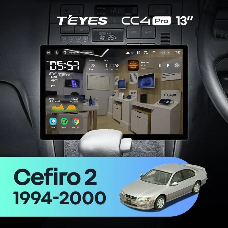 Штатная магнитола Teyes CC4 Pro 8/128 Nissan Cefiro 2 A32 (1994-2000) F1 (13")