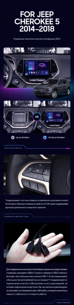 Штатная магнитола Teyes CC3 2K 360 6/128 Jeep Cherokee 5 KL (2014-2018)