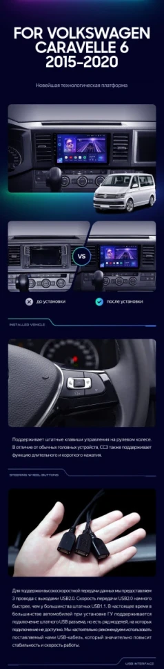 Штатная магнитола Teyes CC3 4/32 Volkswagen Caravelle T6 (2015-2020)