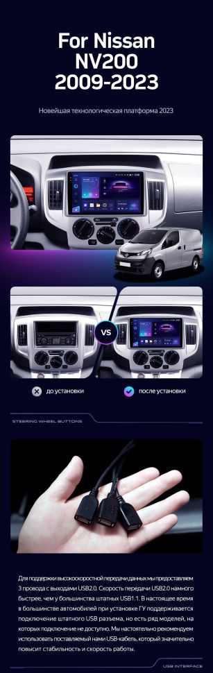 Штатная магнитола Teyes CC3L 4/32 Nissan NV200 M20 (2009-2023) F1