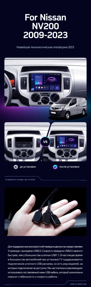 Штатная магнитола Teyes CC3L 4/32 Nissan NV200 M20 (2009-2023) F1