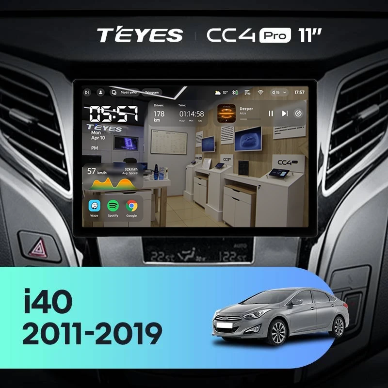 Штатная магнитола Teyes CC4 Pro 8/128 Hyundai i40 (2011-2019) (11")