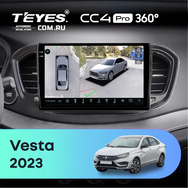Штатная магнитола Teyes CC4 Pro 360 8/128 LADA Vesta 2023+ F2 Тип-A (9")