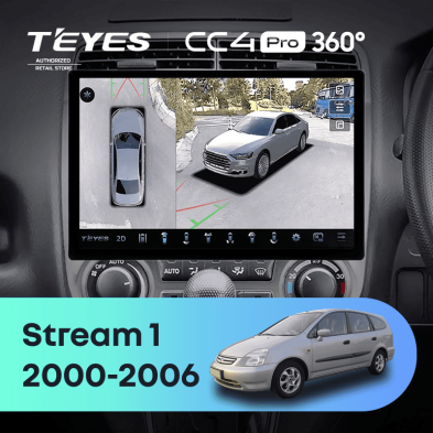 Штатная магнитола Teyes CC4 Pro 360 8/128 Honda Stream 1 (2000-2006) F2 (13")