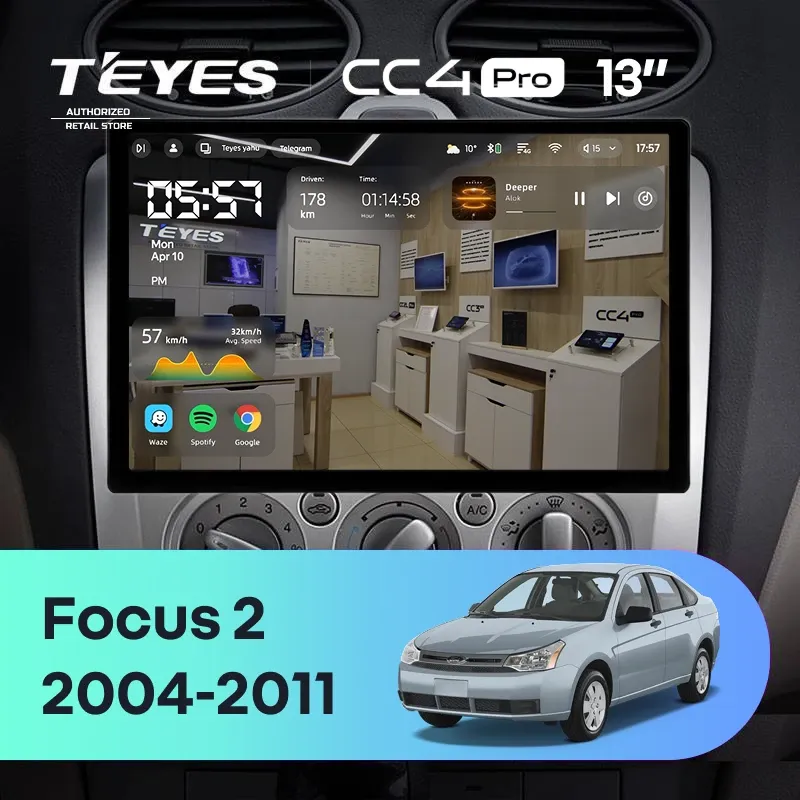 Штатная магнитола Teyes CC4 Pro 8/128 Ford Focus 2 Mk 2 (2004-2011) F2 (13")