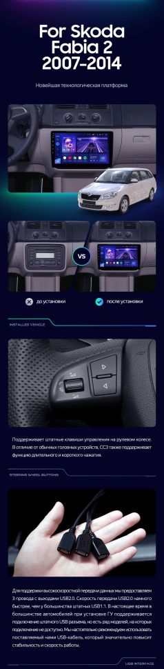 Штатная магнитола Teyes CC3 4/32 Skoda Fabia 2 (2007-2014)