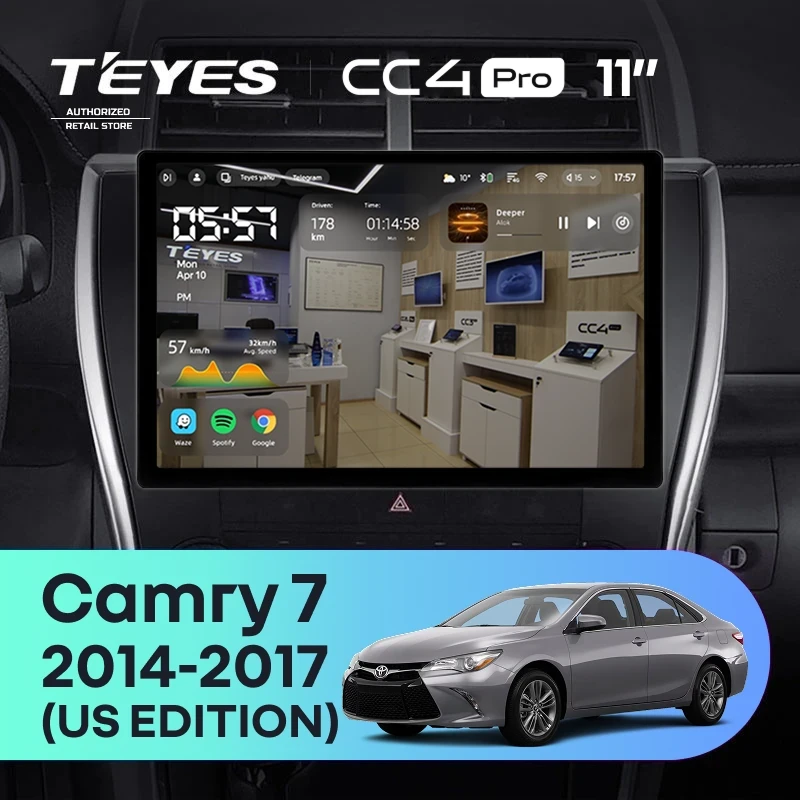 Штатная магнитола Teyes CC4 Pro 8/128 Toyota Camry 7 XV 50 55 (2014-2017) (North America) F5 (11")