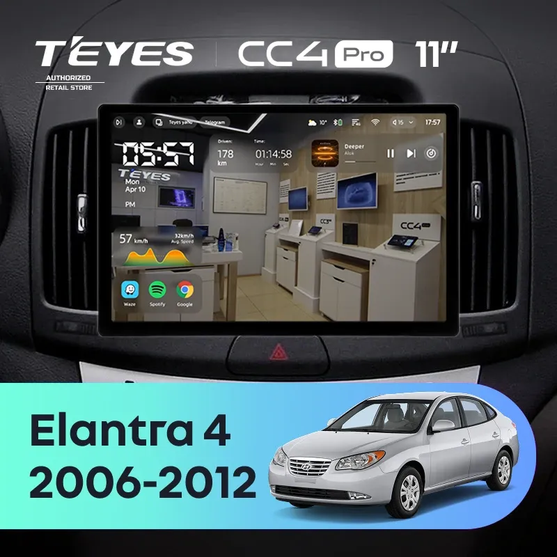 Штатная магнитола Teyes CC4 Pro 12/256 Hyundai Elantra 4 HD (2006-2012) (11")