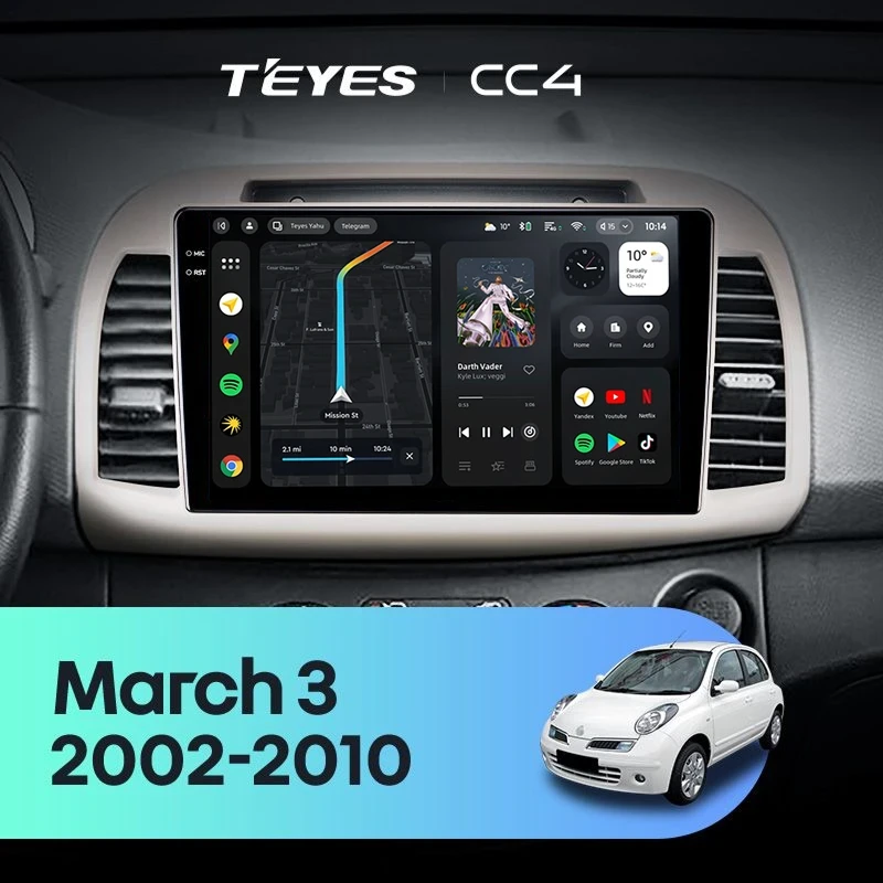 Штатная магнитола Teyes CC4 6/64 Nissan March 3 K12 (2002-2010)