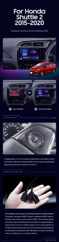 Штатная магнитола Teyes CC3 4/32 Honda Shuttle 2 (2015-2020) Правый руль