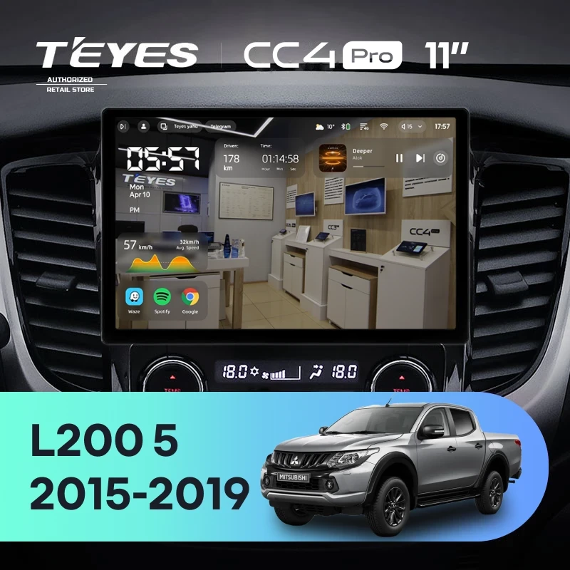 Штатная магнитола Teyes CC4 Pro 8/128 Mitsubishi L200 5 (2015-2019) климат контроль F2 (11")