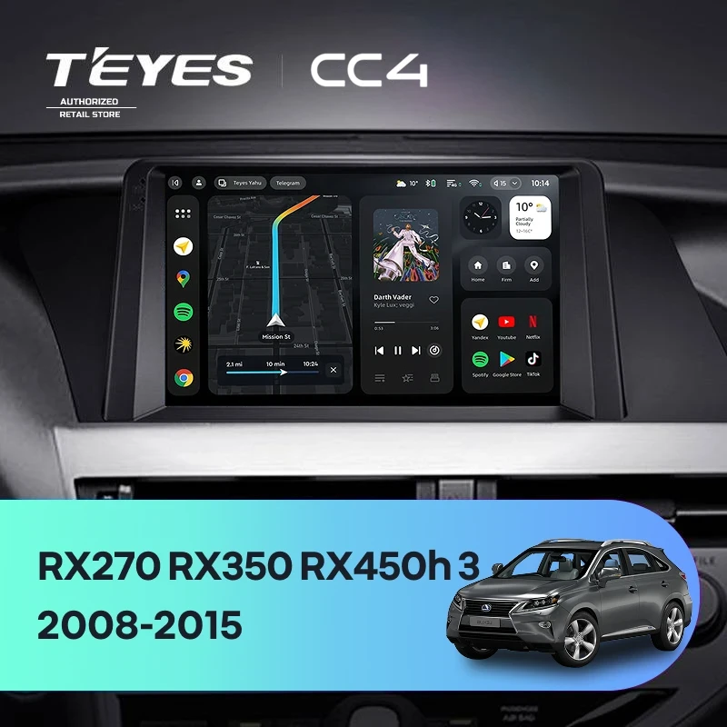 Штатная магнитола Teyes CC4 8/128 Lexus RX270 RX350 RX450h AL10 3 (2008-2015) Тип-B