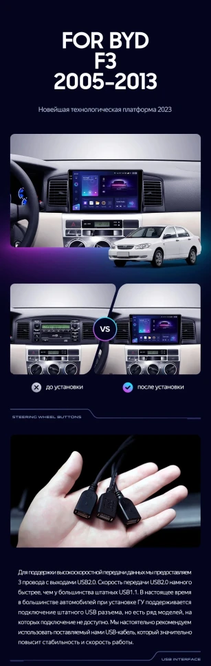 Штатная магнитола Teyes CC3 2K 4/32 BYD F3 (2005-2013)