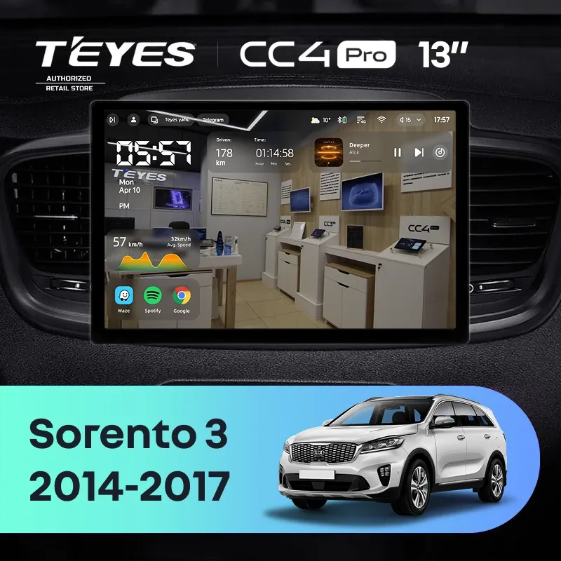 Штатная магнитола Teyes CC4 Pro 8/128 Kia Sorento 3 Prime (2014-2017) Тип-B (13")