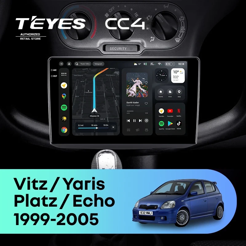Штатная магнитола Teyes CC4 8/128 Toyota Vitz XP10 (1999-2005) F1