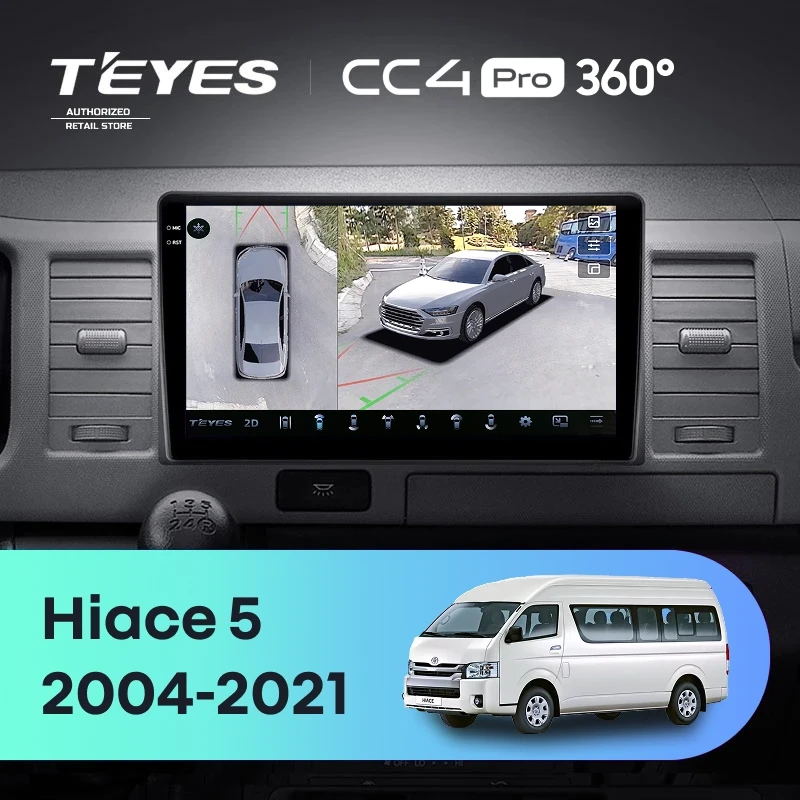 Штатная магнитола Teyes CC4 Pro 360 8/128 Toyota Hiace XH10 H200 (2004-2021)