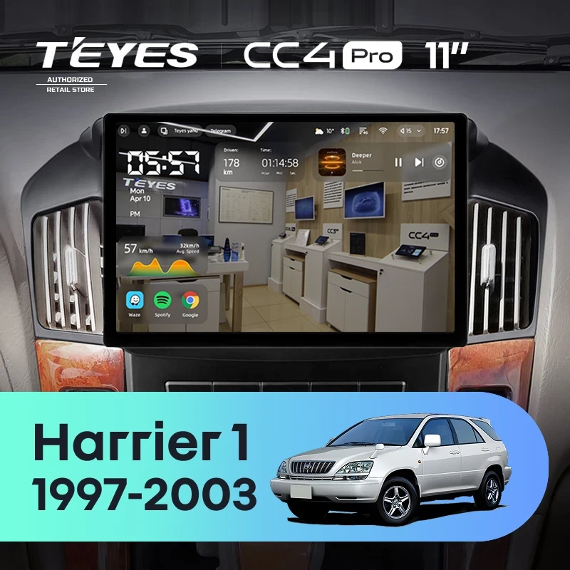 Штатная магнитола Teyes CC4 Pro 8/128 Toyota Harrier 1 (XU10) (1997-2003) F2 (11")