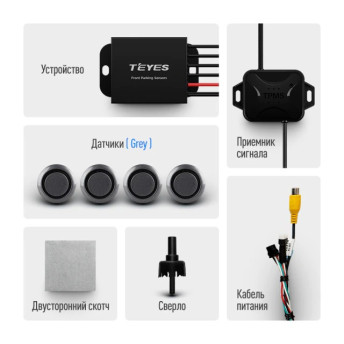 Передние парктроники Teyes R1 для CC4 Pro / CC4 / CC4L / CC3 2K / CC3 / CC3L / CC2 Plus / SPRO Plus / TPRO2 / LUX ONE (Черные)