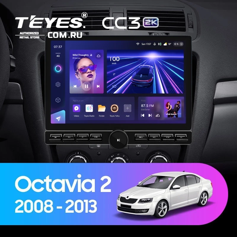 Штатная магнитола Teyes CC3 2K 6/128 Skoda Octavia 2 A5 (2008-2013) (13" с кнопками)