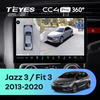 Штатная магнитола Teyes CC4 Pro 360 12/256 Honda Fit 3 GP GK (2013-2020) Тип-A Правый руль (13")