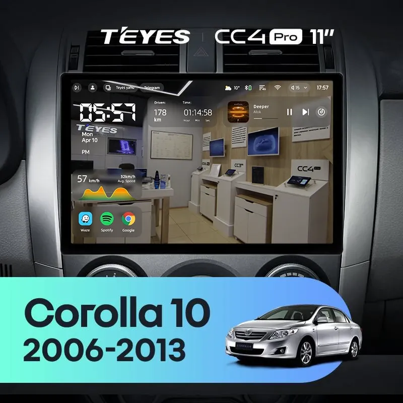 Штатная магнитола Teyes CC4 Pro 12/256 Toyota Corolla 10 E140 E150 (2006-2013) Тип-B (11")