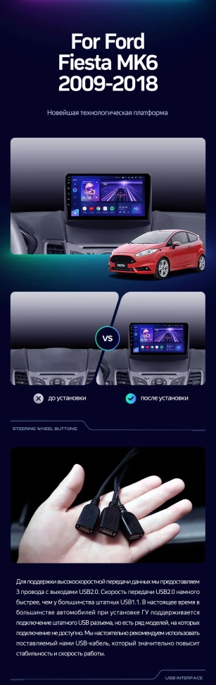 Штатная магнитола Teyes CC3 4/32 Ford Fiesta 6 (2009-2018) F1 Тип-B