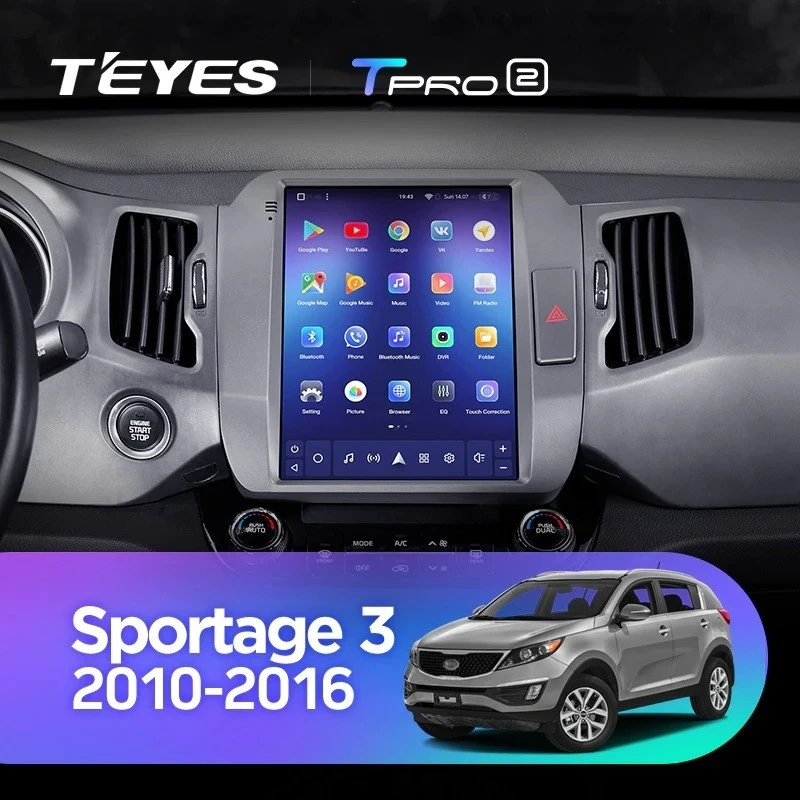 Штатная магнитола Tesla style Teyes TPRO 2 3/32 Kia Sportage 3 SL (2010-2016) Тип-C