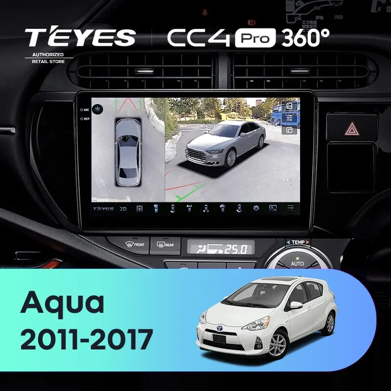 Штатная магнитола Teyes CC4 Pro 360 8/128 Toyota Aqua (2011-2017) правый руль