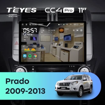 Штатная магнитола Teyes CC4 Pro 8/128 Toyota Land Cruiser Prado 150 (2009-2013) F2 Тип-B (11")