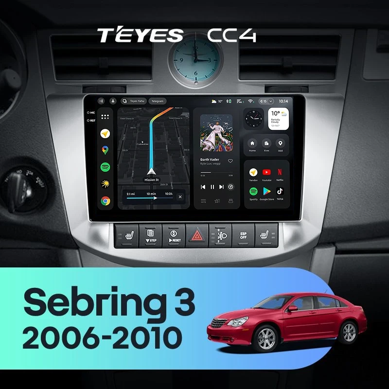 Штатная магнитола Teyes CC4 6/64 Chrysler Sebring 3 JS (2006-2010)