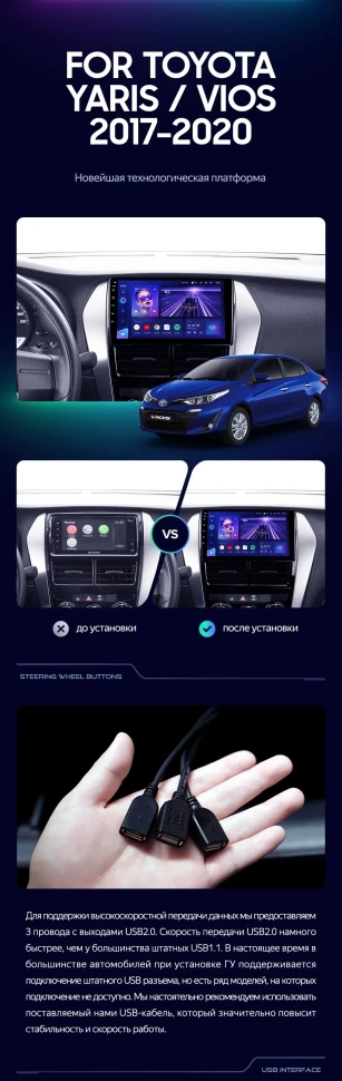 Штатная магнитола Teyes CC3 2K 6/128 Toyota Yaris (2017-2020) F1