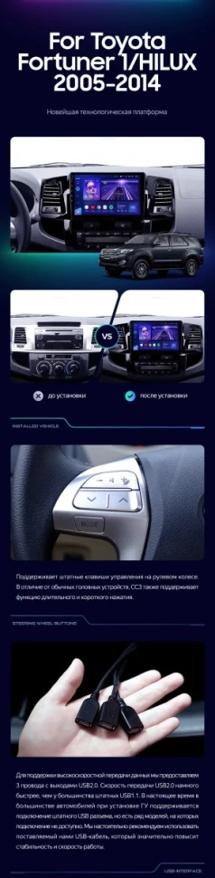 Штатная магнитола Teyes CC3 4/32 Toyota Fortuner (2008-2014) F1