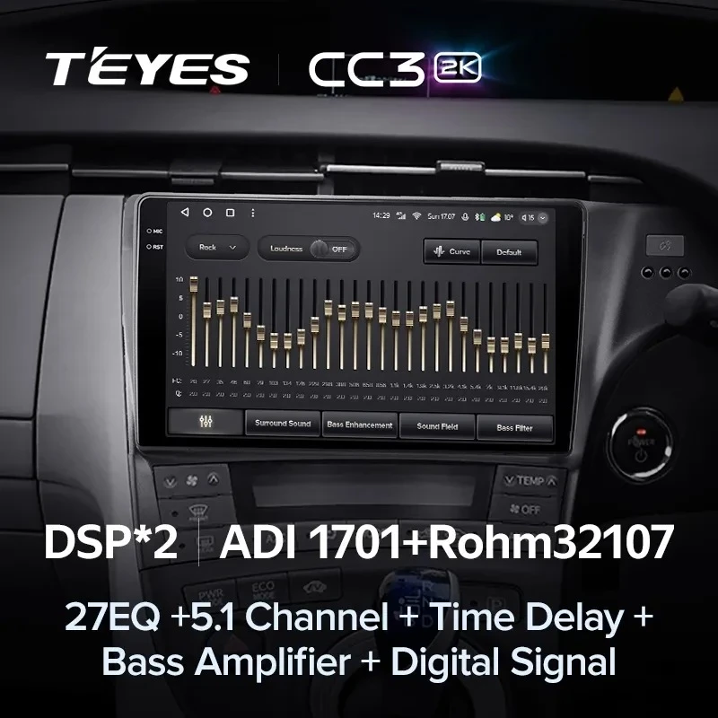 Штатная магнитола Teyes CC3 2K 6/128 Toyota Prius 3 XW30 (2009-2015) F2 Правый руль