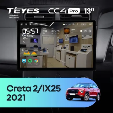 Штатная магнитола Teyes CC4 Pro 8/128 Hyundai Creta 2 2021+ (глянец) F2 (13")
