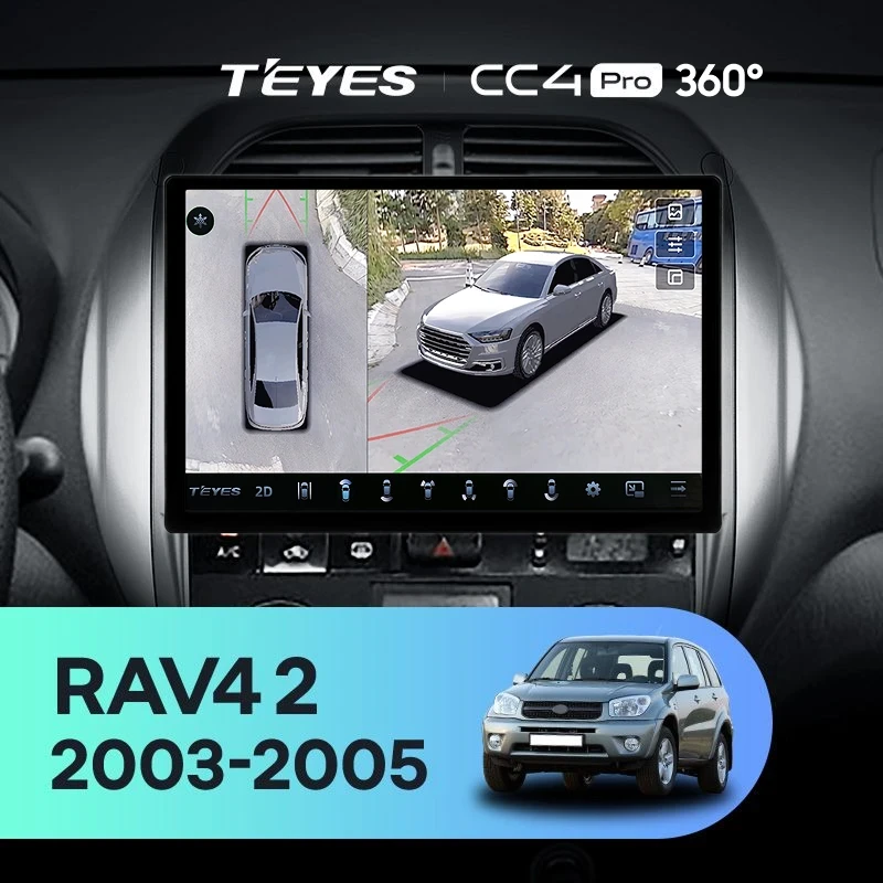Штатная магнитола Teyes CC4 Pro 360 12/256 Toyota RAV4 2 CA20 CA20W XA20 (2003-2005) F4 (11")