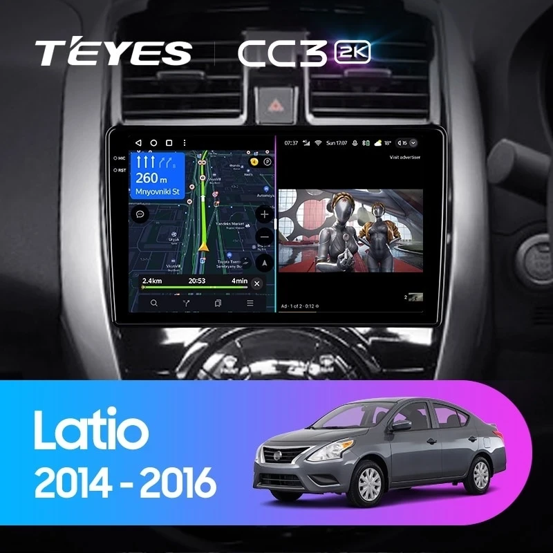 Штатная магнитола Teyes CC3 2K 4/64 Nissan Latio N17 (2014-2016) Правый руль