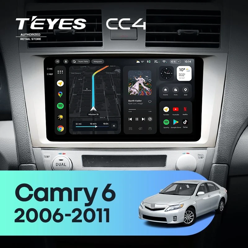 Штатная магнитола Teyes CC4 8/128 Toyota Camry 6 XV 40 (2006-2011) F2