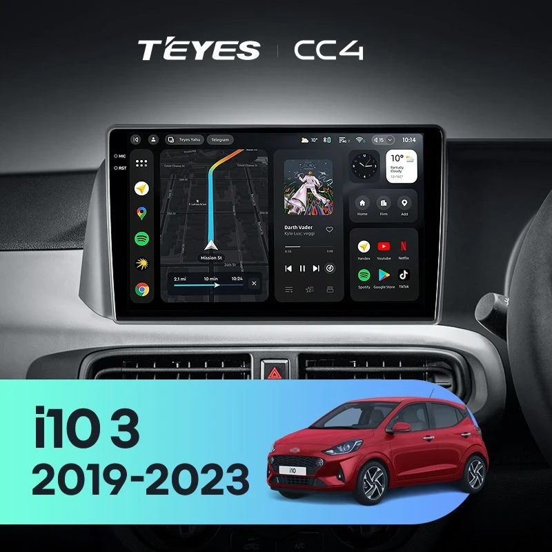 Штатная магнитола Teyes CC4 8/128 Hyundai i10 3 (2019-2023) Правый руль