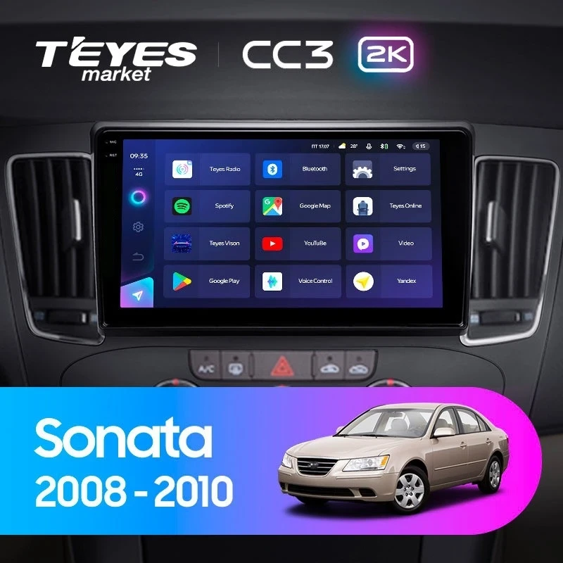 Штатная магнитола Teyes CC3 2K 360 6/128 Hyundai Sonata NF (2008-2010) F1