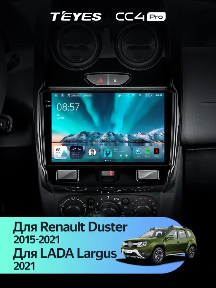 Штатная магнитола Teyes CC4 Pro 8/128 Renault Duster (2015-2021) F1